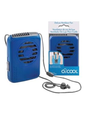 O2Cool Battery Powered Deluxe Necklace Fan in Blue